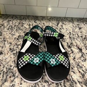 Kids Black and Green Sandals